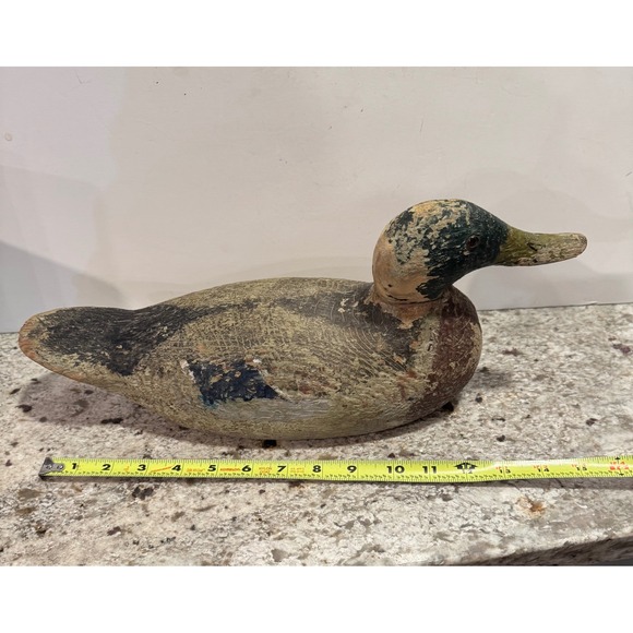 Vintage Wooden Duck Decoy Mallard Rustic Farmhouse Home Decor - Picture 9 of 11